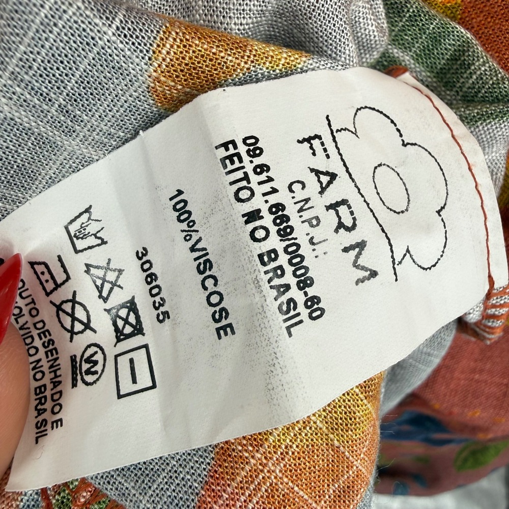 Farm Rio Est Mil Arvor Tropical Jungle Maxi Dress Orange Long‎ Sleeve Small NWT - Picture 14 of 16